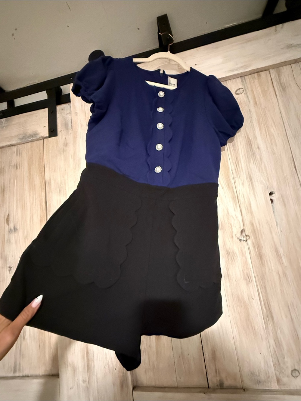 Maeve new never worn Navy and Black jumpsuit with Scallop Detail